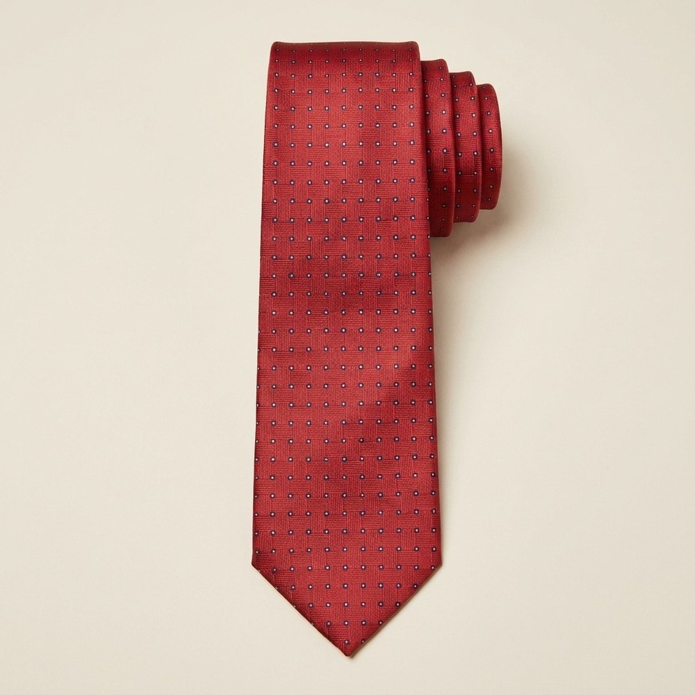 BROOKS BROTHERS Men Tie OS Red Silk Basketweave Classic Professional